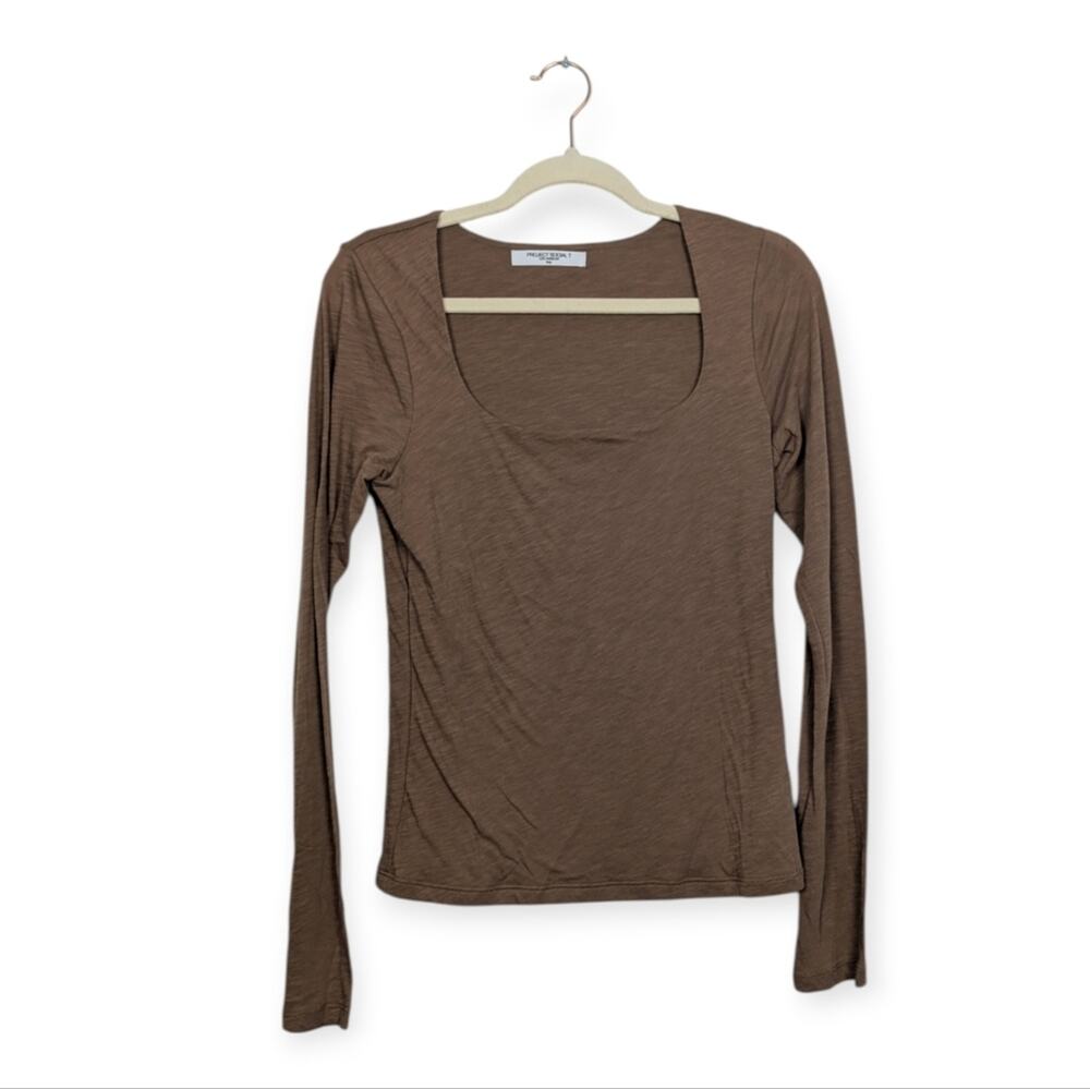 Project Social T Danni Top L Gingerbread Seamless Square Neck Fitted Casual